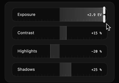 Tool UI - A component from Tool UI, the first AI tool-call component library. Lets you adjust any parameters using a slider inline within a chat interface. I enjoyed adding the tongue-in-cheek scrubber split animation.